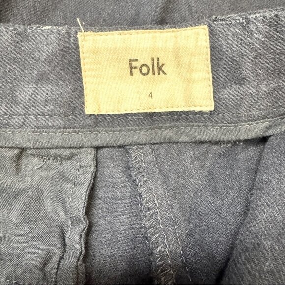 Folk Navy Blue Linen Pants size 4 - Picture 3 of 4
